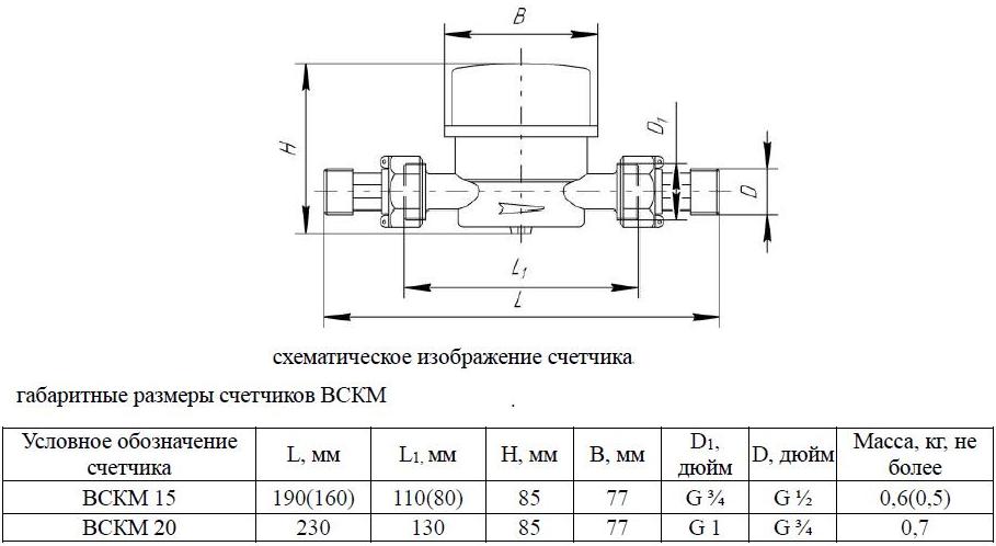 Счетчик для воды чертеж