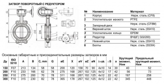 Затвор Benarmo 2040R PTFE DN300 из нержавеющей стали