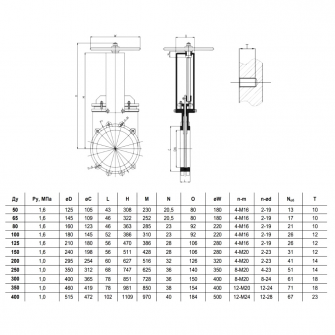 Задвижка шиберная Benarmo 1111W EPDM Ду200 Ру10