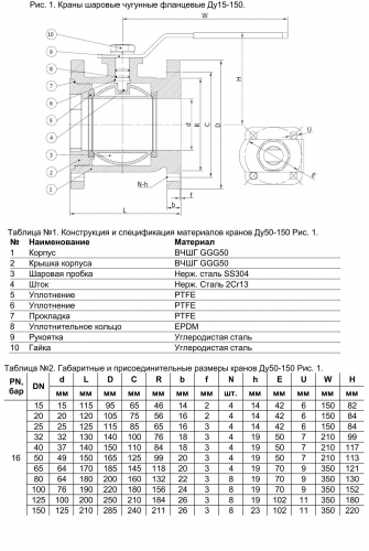 Кран чугунный Benarmo 4410HA Ду 40 Ру16 ф/ф