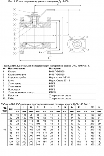 Кран чугунный Benarmo Ду125 Ру16 ф/ф